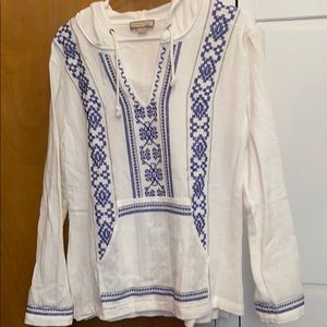 Baja style white/blue.  100% cotton.